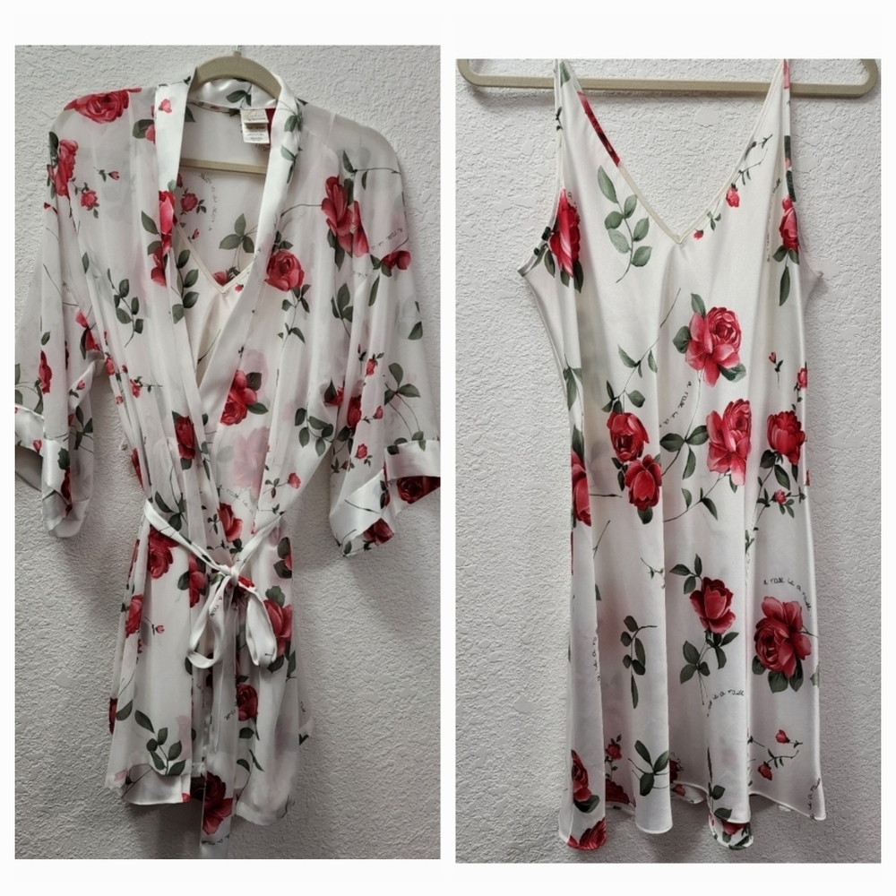 Vintage Rose Print slip dress & robe